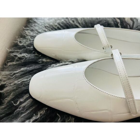 BY FAR Molly Maxi Croco Embossed ballet Leather Flat white 39 - Picture 4 of 12
